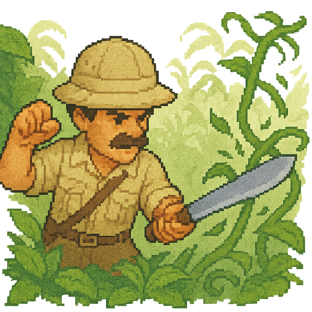 man cutting back the overgrowth